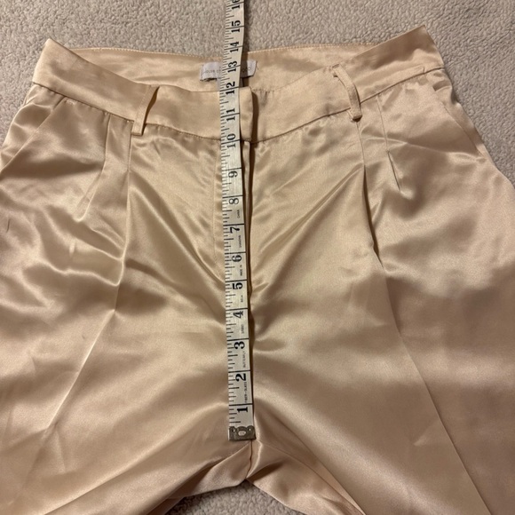 House of Harlow 1960 Satin Wide Leg Charlie Pants Champagne Ivory Tan Flare - Picture 7 of 11